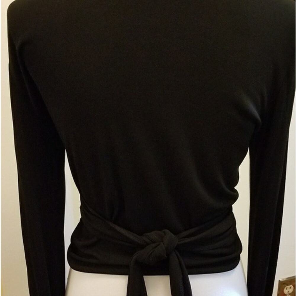 Lafayette 148 New York Black Wrap Blouse with White Collar - Picture 2 of 12